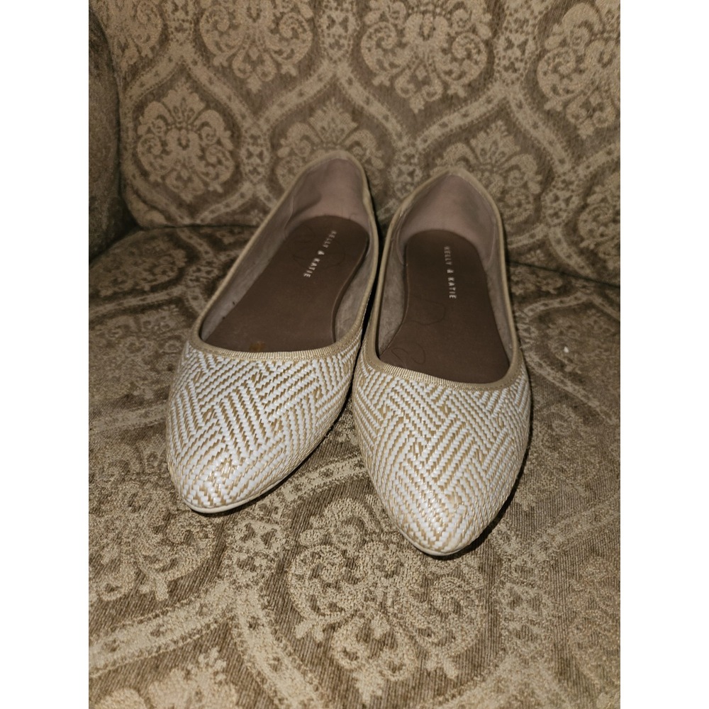 Kelly & Katie woven straw flats Taupe And Beige size 10.5